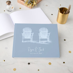 Adirondack Beach Chairs Dusty Blue White Wedding Guest Book