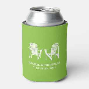 Adirondack Beach Chairs Lime Green   Wedding Can Cooler