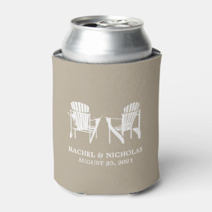 Adirondack Beach Chairs Tan   Wedding Can Cooler
