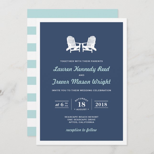 Adirondack Beach Chairs Wedding Invitation (Front/Back)