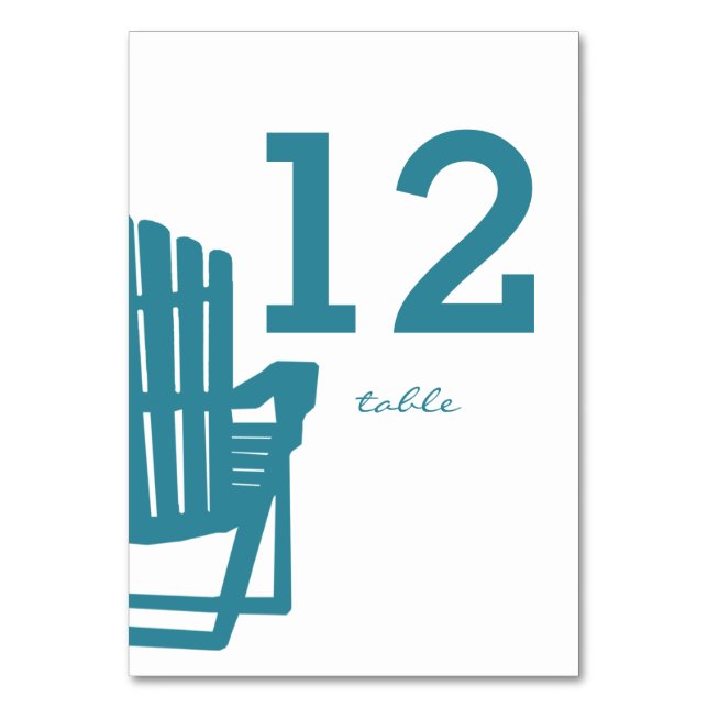 Adirondack Chair Table Number Card (Front)