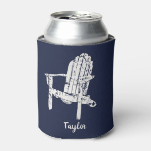 Adirondack Chair White and Navy Blue Personalised Can Cooler