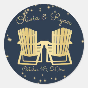 Adirondack Chairs Beach Starry Sky Classic Round Sticker