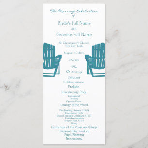 Adirondack Chairs Beach Wedding Program