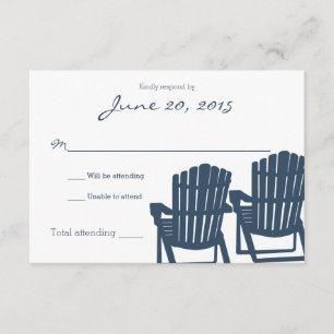 Adirondack Chairs Blue Beach Wedding Response Card