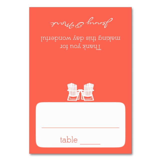 Adirondack Chairs Coral Seating Card (Front)