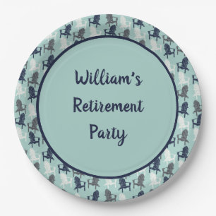 Adirondack Chairs Custom Message Aqua Blue Paper Plate