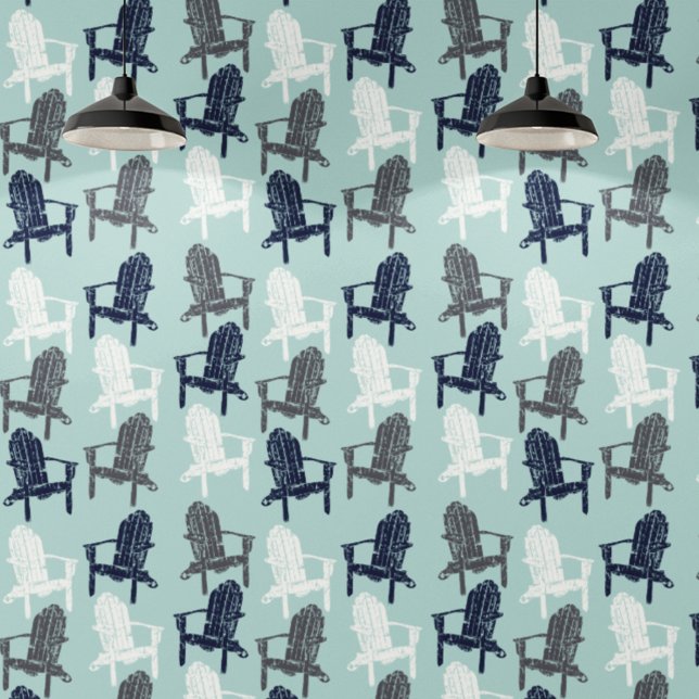 Adirondack Chairs Navy Blue, Aqua, Grey Patterned Wallpaper (Creator Uploaded)