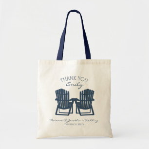 Adirondack Chairs Navy Blue Tote Bag