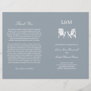 Adirondack Chairs Silver Grey Wedding Program
