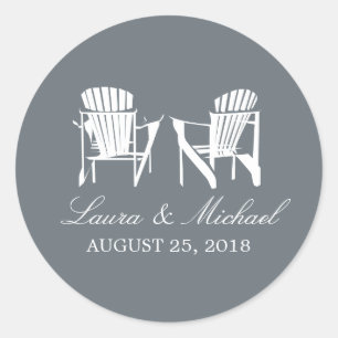 Adirondack Chairs Wedding Classic Round Sticker