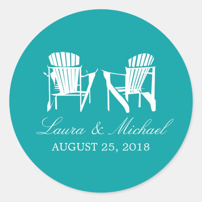 Adirondack Chairs | Wedding Classic Round Sticker (Front)