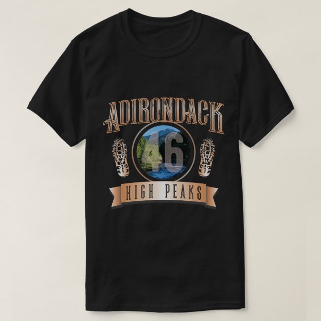 Adirondack High Peaks 46 Club New York State Hiker T-Shirt (Design Front)