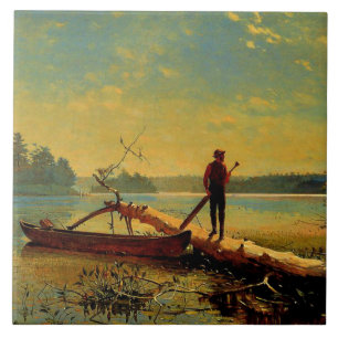 Adirondack Lake, painting by Winslow Homer, Ceramic Tile