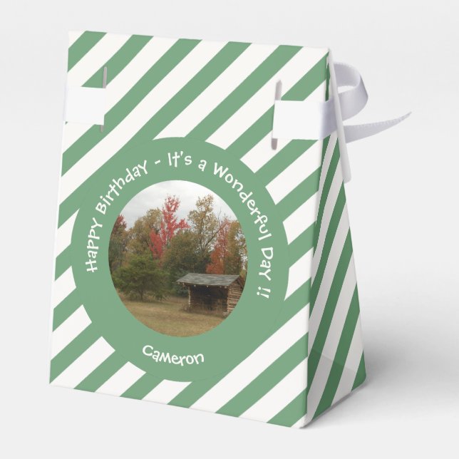 Adirondack Lean-to in Autumn Birthday Party Items Favour Box (Back Side)