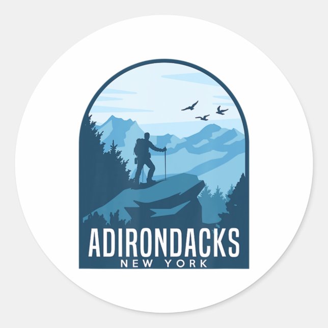 Adirondack Mountain Climbing Hiking Mountaineer Ad Classic Round Sticker (Front)