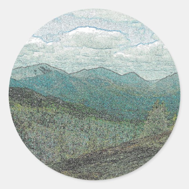 Adirondack Mountain Peaks Panorama Classic Round Sticker (Front)