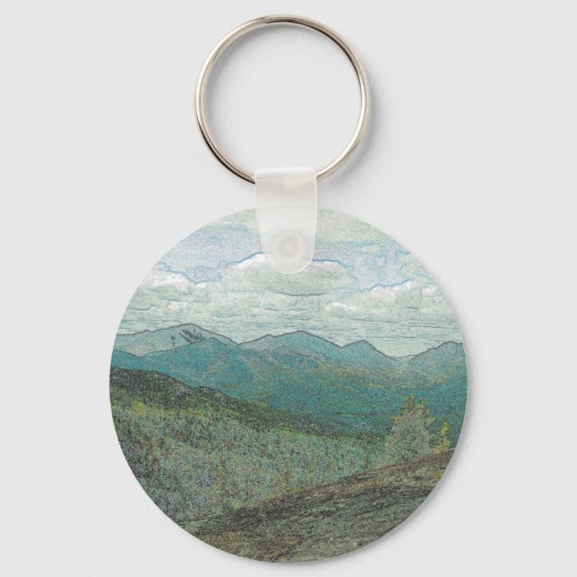 Adirondack Mountain Peaks Panorama Key Ring (Front)