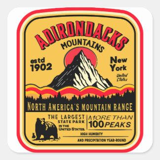 Adirondack Mountains (ADK) Aged Look Square Sticker