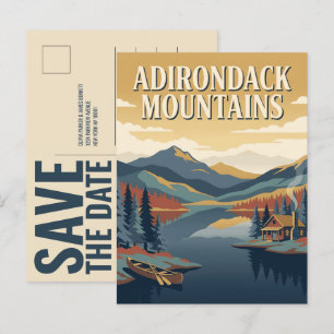 Adirondack Mountains Save the Date Wedding Postcard
