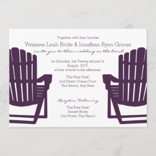 Adirondack Purple Beach Chairs Wedding Invitation