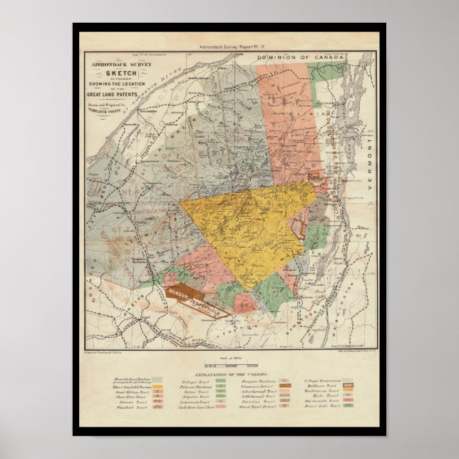 Adirondack Survey Sketch - Verplanck Colvin Map Poster (Front)