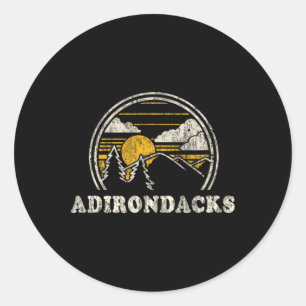 Adirondacks New York Ny T Shirt Vintage Hiking Mou Classic Round Sticker