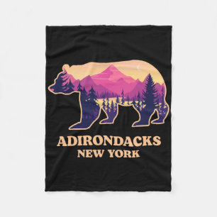 Adirondacks New York Ny Vintage Mountains Hiking S Fleece Blanket