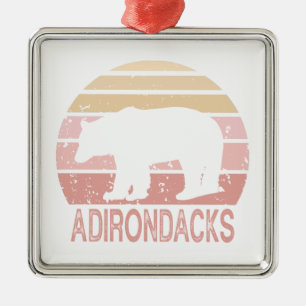 Adirondacks Retro Bear Metal Ornament