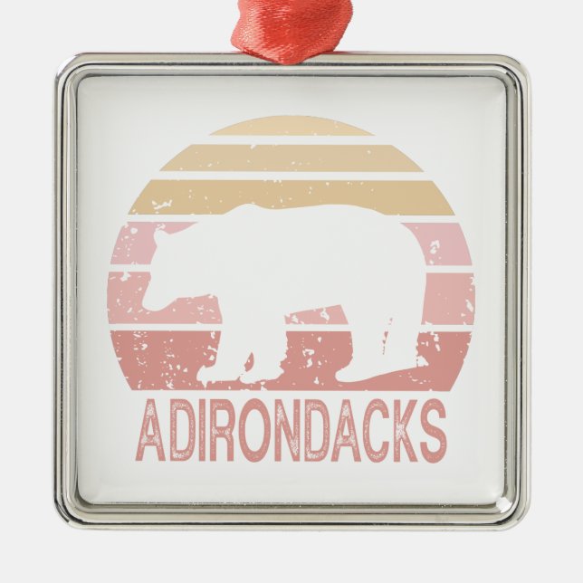 Adirondacks Retro Bear Metal Ornament (Front)