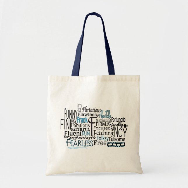 Adjective Word Cloud beginning with letter F Tote Bag (Front)