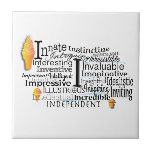 Adjective Word Cloud beginning with letter I Tile