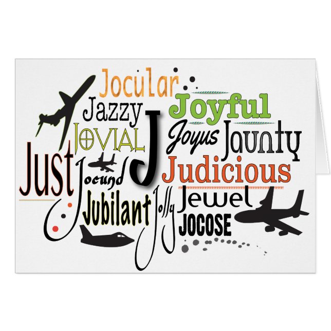 Adjective Word Cloud beginning with letter J (Front Horizontal)