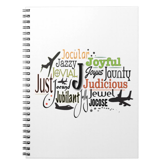 Adjective Word Cloud beginning with letter J Notebook (Front)