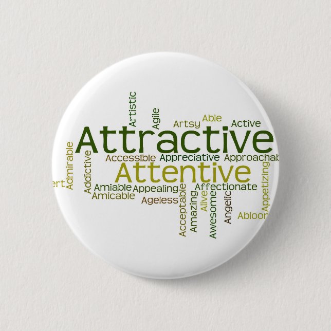 Adjectives to describe yourself starts with A 6 Cm Round Badge (Front)