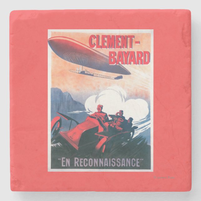 Adjudant Vincenot WWI Airship Promotional Poster Stone Coaster (Front)