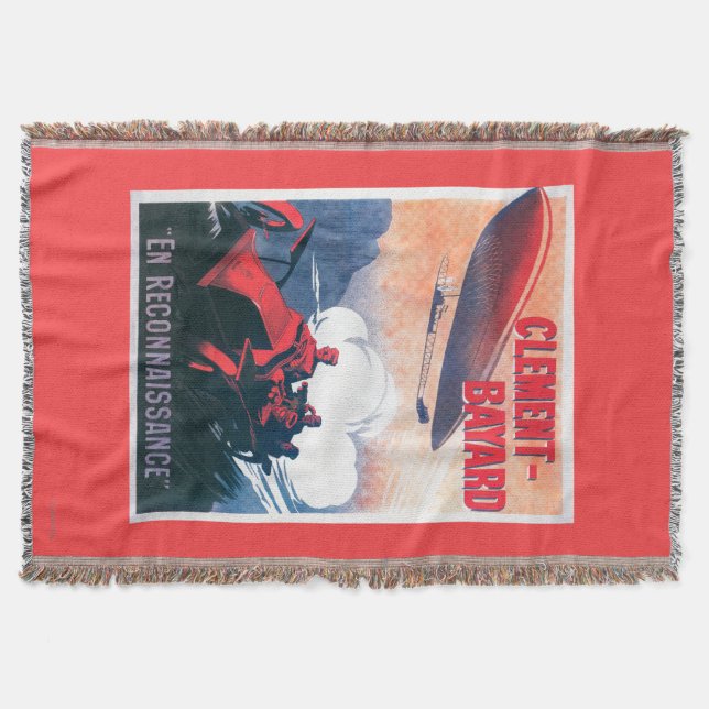 Adjudant Vincenot WWI Airship Promotional Poster Throw Blanket (Front)