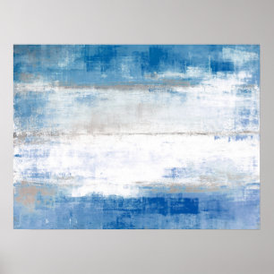 'Adjust' Blue and Grey Abstract Art Poster