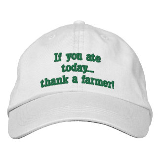 adjustable baseball cap, with farming quote. embroidered hat