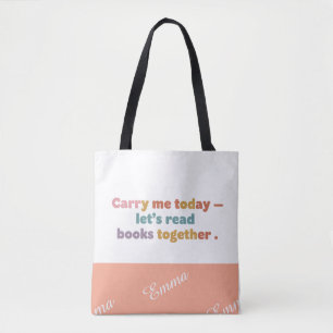 Adjustable book bag, Add your name, Change colours Tote Bag
