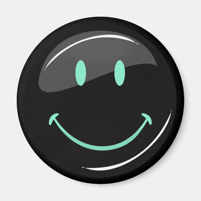 Adjustable Colour Neon Black Happy Face Magnet (Front)
