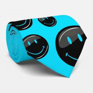Adjustable Colour Neon Black Happy Face Tie