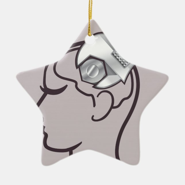 Adjustable wrench brain adjust ceramic tree decoration (Front)