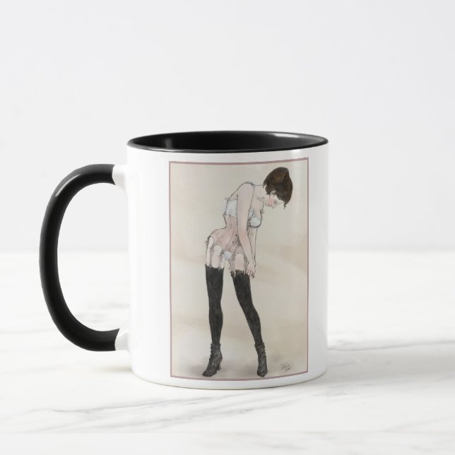 Adjusting Stockings Mug (Left)