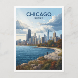 Adler Planetarium Skyline Viewpoint Chicago Postcard