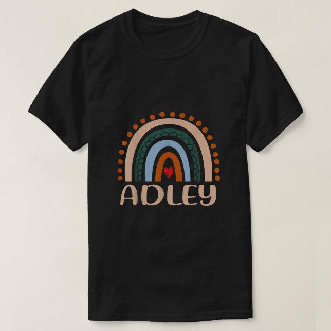 Adley Name Personalised Funny Women Rainbow Adley  T-Shirt (Design Front)