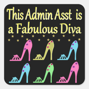 ADMIN ASST SHOE LOVER DESIGN SQUARE STICKER