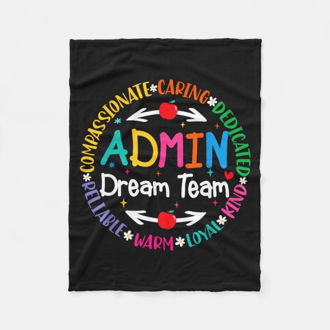 Admin dream team back to school front office fleece blanket (Front)