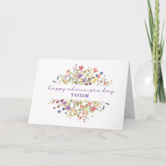 Admin Pro Day Personalise Delicate Wildflowers Card (Front)