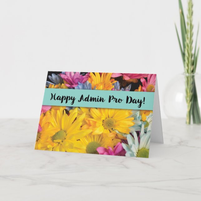 Admin Pro Day Thanks Gerbera Daisies Thank You Card (Front)